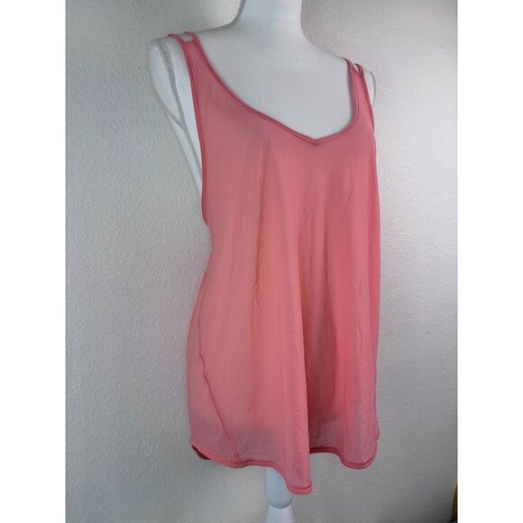 Lululemon women's 10 such a cinch tank in light coral mesh strappy back stretch - Picture 3 of 9